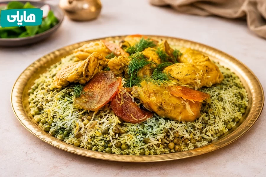 طرز تهیه باقالی پلو با مرغ مجلسی